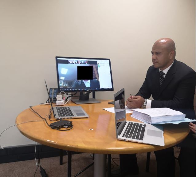 Advocate Muhammad Abduroaf representing his client in an Urgent High Court Hearing done via Video Conferencing