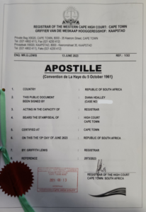 Apostille Notary Cape Town High Court Authenticate Costs