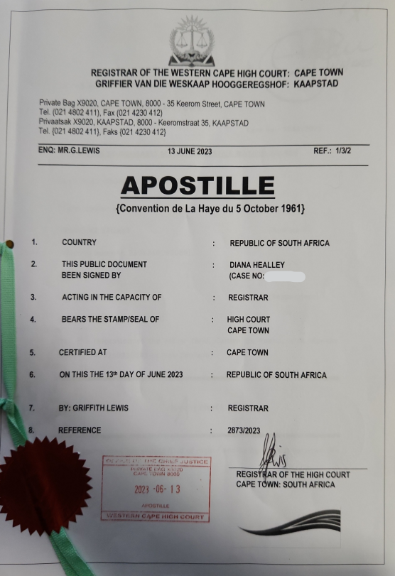 I need a document to be Apostille by the High Court – What do I do?