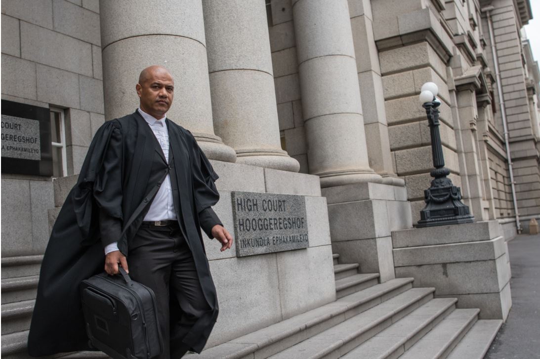 Advocate Muhammad Abduroaf outside the Western Cape High Court